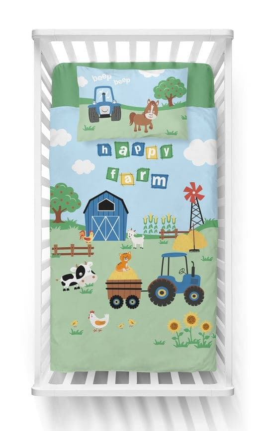 Babysängkläder 100x135 Traktor Farm BOMULL