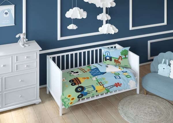 Babysängkläder 100x135 Traktor Farm BOMULL