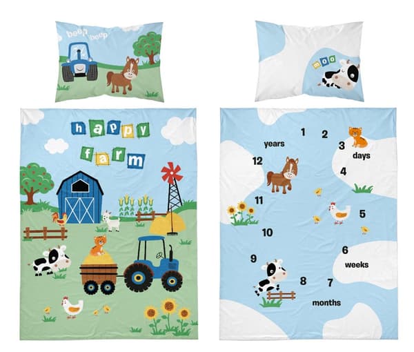 Babysängkläder 100x135 Traktor Farm BOMULL