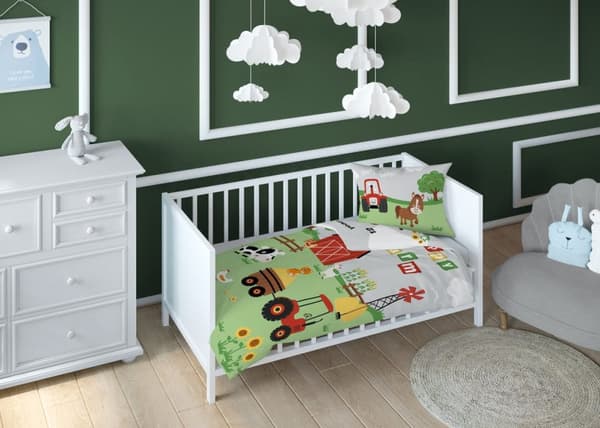 Babysängkläder 90x120 Traktor Farm BOMULL