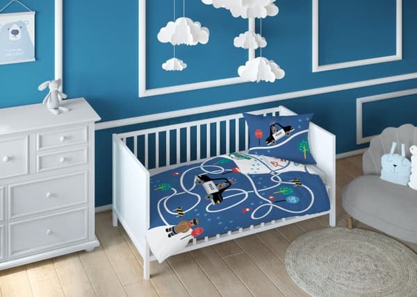 Babysängkläder 90x120 Nallebjörn Policeman City BOMULL