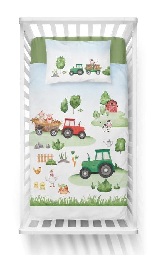 Babysängkläder 100x135 Traktor Farm BOMULL