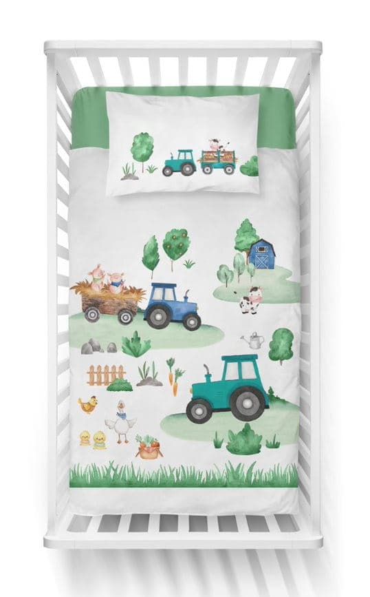 Babysängkläder 90x120 Traktor Farm BOMULL