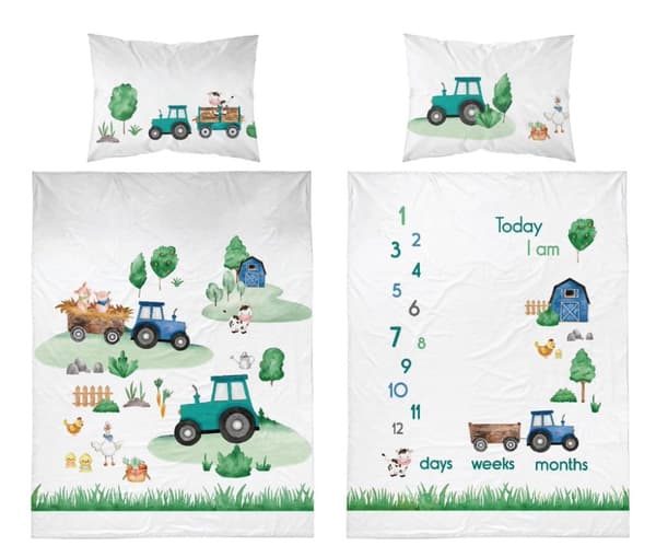 Babysängkläder 90x120 Traktor Farm BOMULL