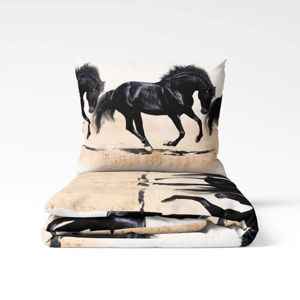 Sengetæppe i bomuld 140x200 Black Horse