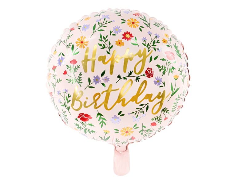 Folieballong "Happy Birthday" rosa/guld