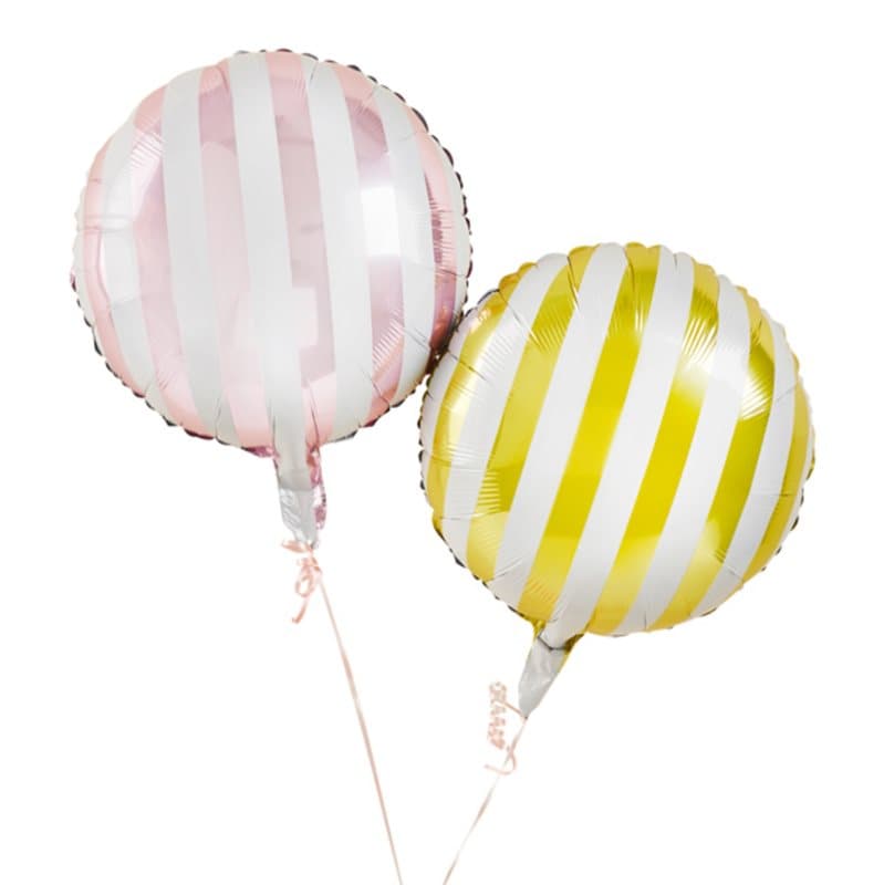 Folieballong Randiga rosa/guld/vit, 2-pack
