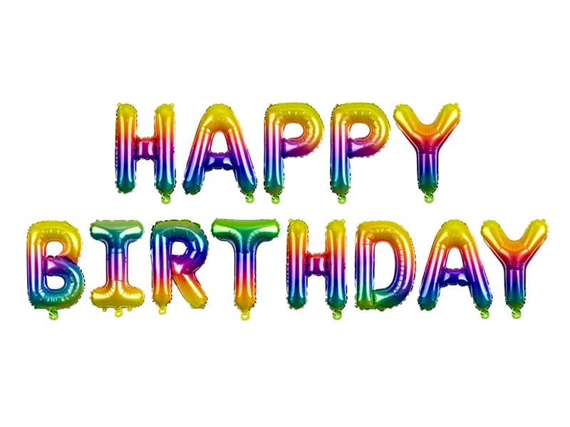Ballongirlang Regnbåge 'Happy Birthday'''