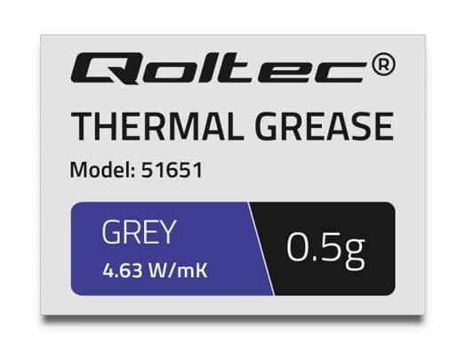 Qoltec 51651, 4,63 W/m·K, Harmaa, 0,0087 °C/W, 0,5 g, 1 kpl