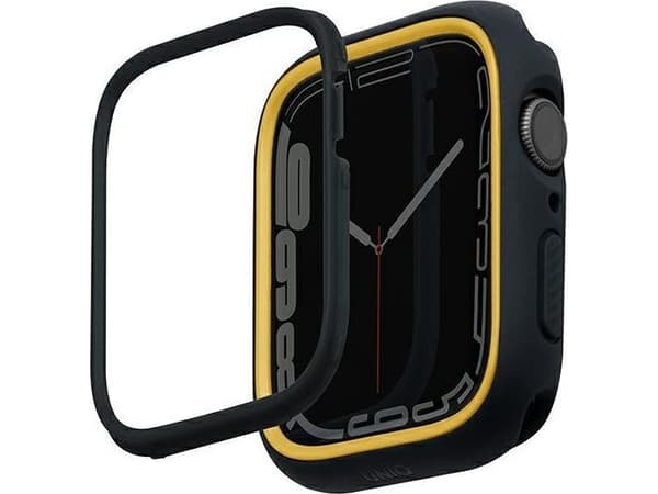 UNIQ Moduo kotelo Apple Watch Series 4/5/5/6/7/8/SE 40/41mm musta-sinappi/yönsinappi-sinappi