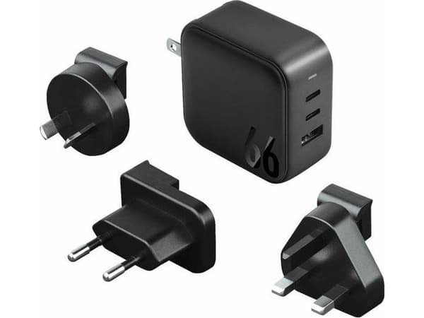 Energea lader ENERGEA lader. Nettverk. 1xUSB+2xUSB-C PD-PPS-QC 3.0 66W 2C1A svart/svart US+EU Travelite GAN66