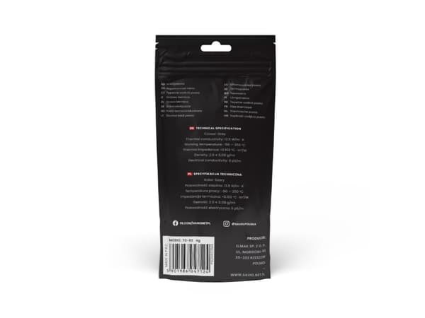 Savio TG-03, Termisk pasta, 13,5 W/m·K, 2,9 g/cm³, Karbon, Sort, -50 - 250 °C
