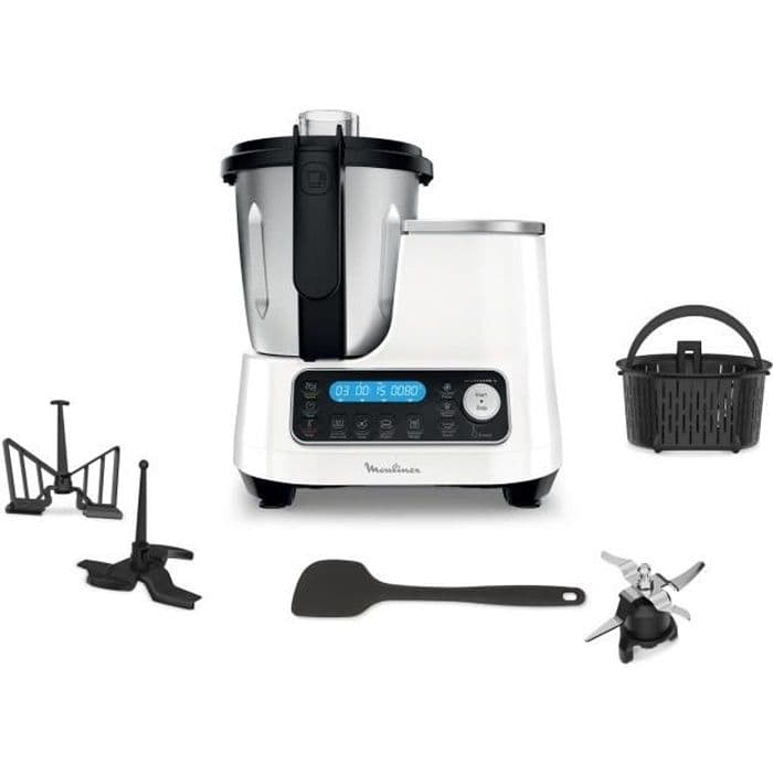 MOULINEX HF452110 Clickchef Multifunktionell robotspis, Användbar kapacitet 2 L, Kompakt, 32 funktioner, Integrerad våg, Ångkorg