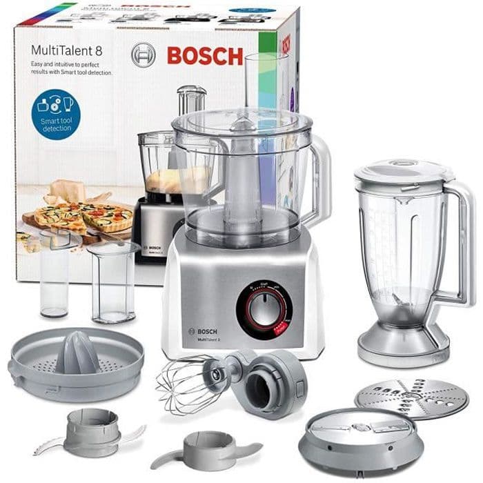 Bosch mc812s820 multitalent 8 - matberedare 1 250 W 3,9 liters kapacitet multitillbehör Vitt och rostfritt stål