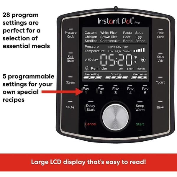 Instant Pot Pro 10-i-1 multifunktionell tryckkokare - svart rostfritt stål 7,6 L