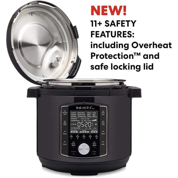 Instant Pot Pro 10-i-1 multifunktionell tryckkokare - svart rostfritt stål 7,6 L