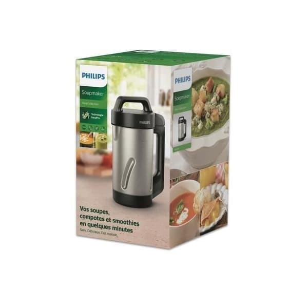 PHILIPS - Uppvärmd mixer - 1000W - 1,2 L skål - Soppmaskin - rostfritt stål/svart - HR2203.80
