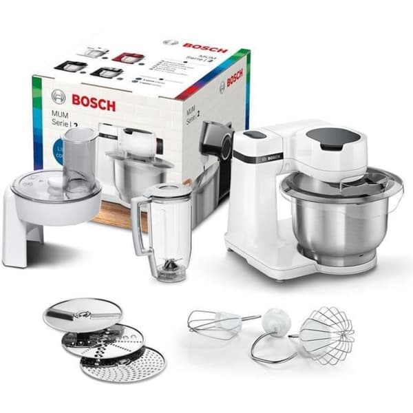 Kompakt och multifunktionell bakverksrobot KÖKSMASKIN BOSCH Serie 2 - 700W - 3,8L - Vit