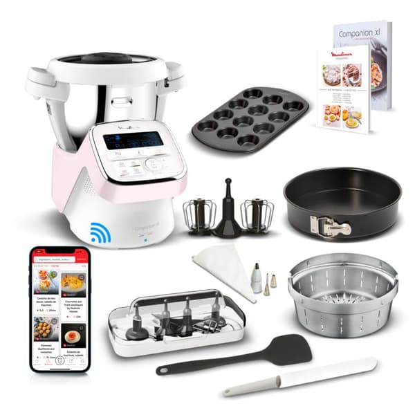 I Companion XL, Robot köksmaskin med flera funktioner, bakningskit Rosa, Vit