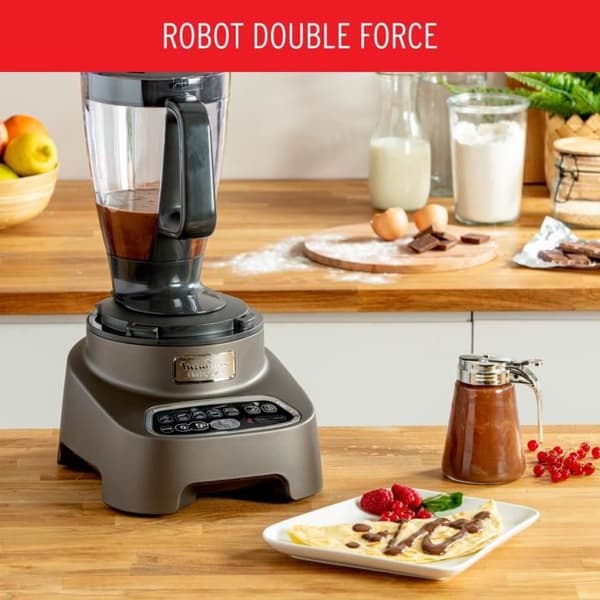 MOULINEX Double Force Multifunktionsrobot, 2 motorutgångar, 6 hastigheter, Blender Smoothies och Shakes, 10 tillbehör FP827E10