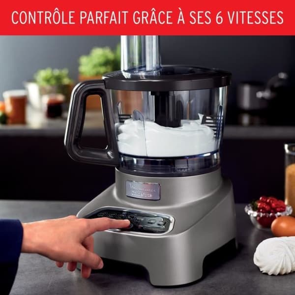 MOULINEX Double Force Multifunktionsrobot, 2 motorutgångar, 6 hastigheter, Blender Smoothies och Shakes, 10 tillbehör FP827E10