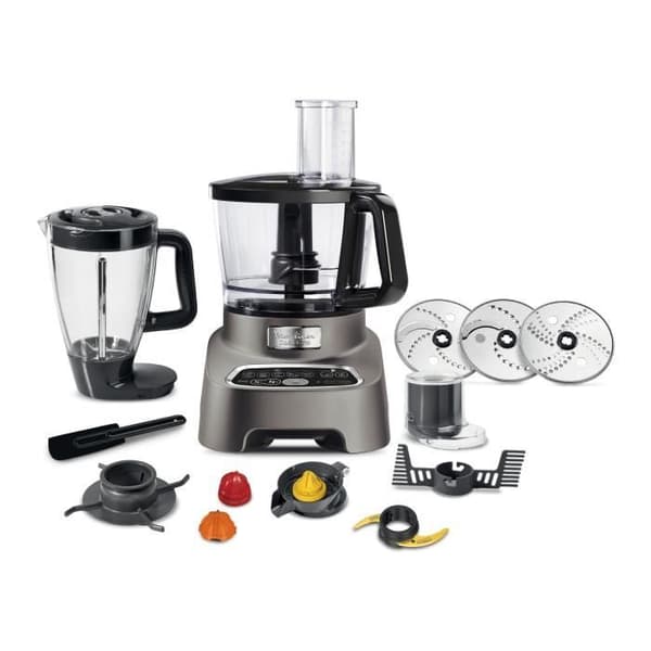 MOULINEX Double Force Multifunktionsrobot, 2 motorutgångar, 6 hastigheter, Blender Smoothies och Shakes, 10 tillbehör FP827E10