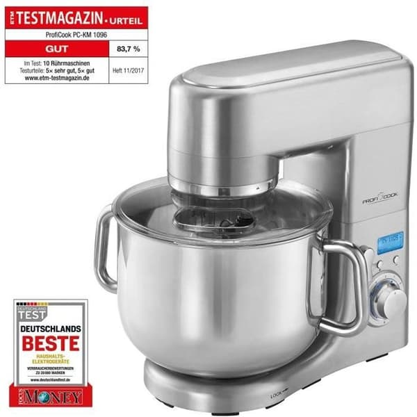 Profi Cook PC-KM 1096 multifunktionsköksrobot - 10 L - 1500 W - Rostfritt stål - Knådare, mixer, visp