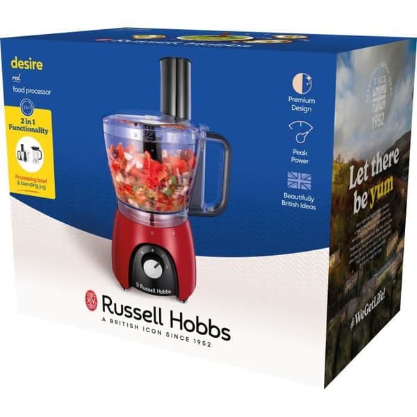 Matberedare - RUSSEL HOBBS - Desire Red - 600 W - 2 hastigheter + puls - Röd