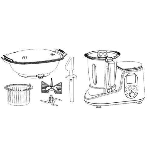 Sirge Multifunktionell matberedare med 20 automatiska program + 5 kg våg + 12 hastigheter + temperatur upp till 120 ° C