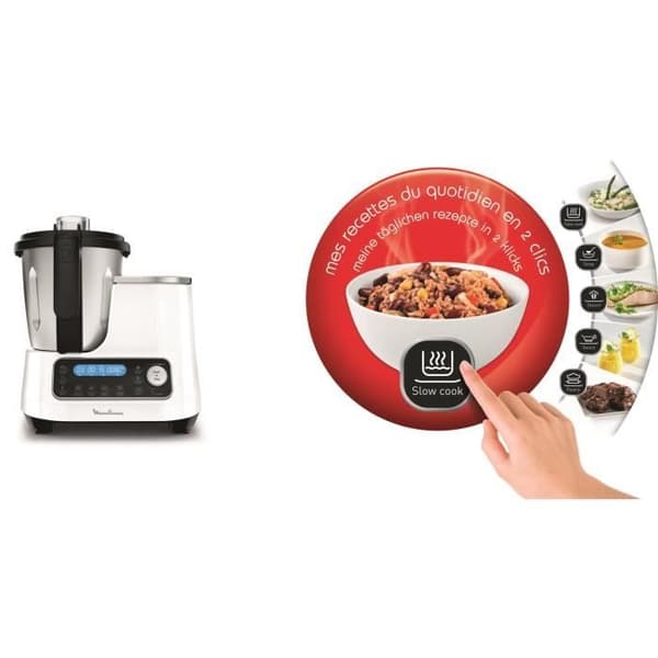 MOULINEX HF452110 Clickchef Multiköksrobot, Användbar kapacitet 2 L, Kompakt, 32 funktioner, Inbyggd våg, Ångkorg