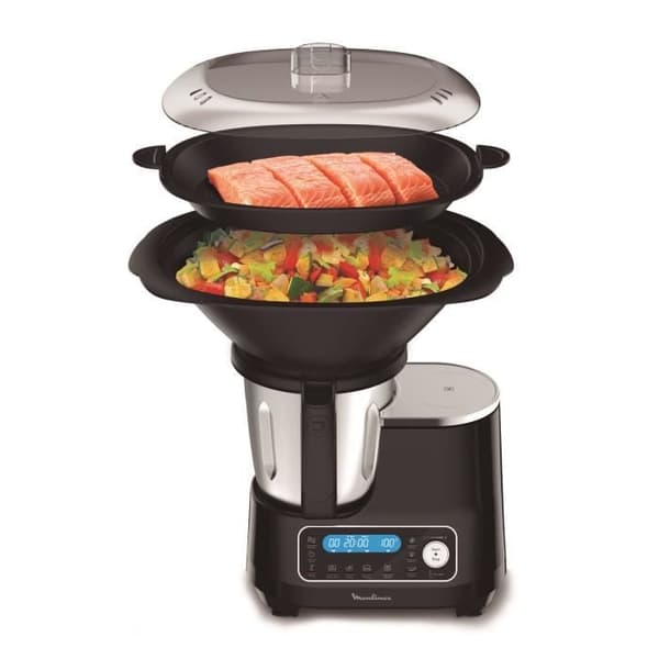 MOULINEX Clickchef Kompakt multifunktionsmatberedare, ångkorg, 5 program, 32 funktioner Integrerad våg Svart HF456810