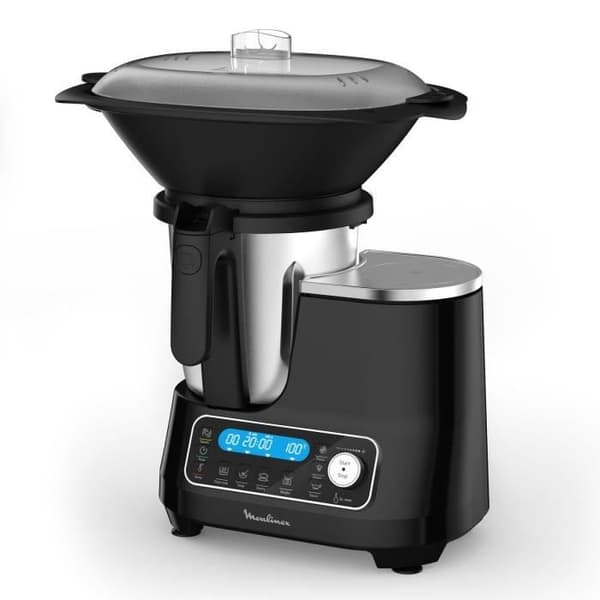 MOULINEX Clickchef Kompakt multifunktionsmatberedare, ångkorg, 5 program, 32 funktioner Integrerad våg Svart HF456810 Svart