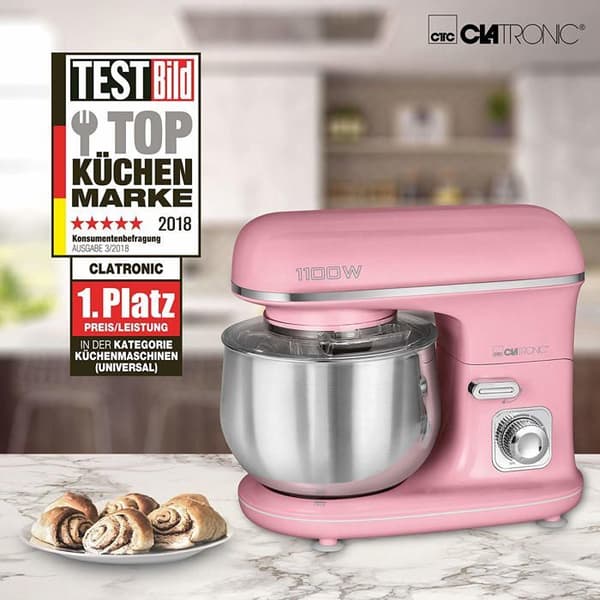 Robot Pâtissier Boulangerie Küttning Ménager Multifunktion Skål 5L Clatronic KM 3711 1100W Rosa 263875