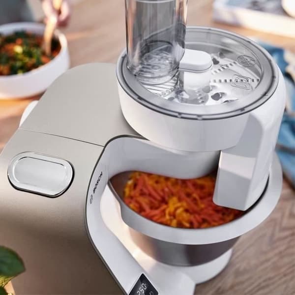 BOSCH - Stativblandare - 1000W - 3,9 L skål i rostfritt stål - integrerad våg och timer - MUM 5 CreationLine - vit/champagne - MUM5XW20