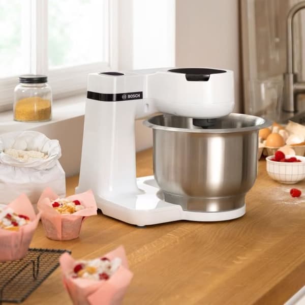 Köksmaskin Serie 2 BOSCH - Matberedare - 700W - 4 hastigheter + turbo - 3,8 L mixerskål i rostfritt stål - 1,25 L mixer - Vit