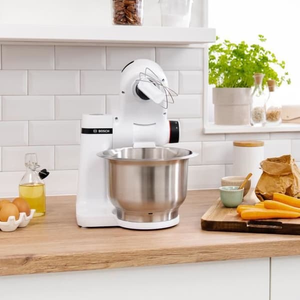 Köksmaskin Serie 2 BOSCH - Matberedare - 700W - 4 hastigheter + turbo - 3,8 L mixerskål i rostfritt stål - 1,25 L mixer - Vit
