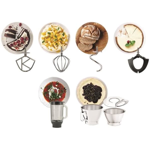 KENWOOD KVC85.124.SI - Titanium Chef Baker bakverksrobot - 2 skålar i rostfritt stål 3,5L och 5L - Integrerad våg 6kg - Blender 1,8L -