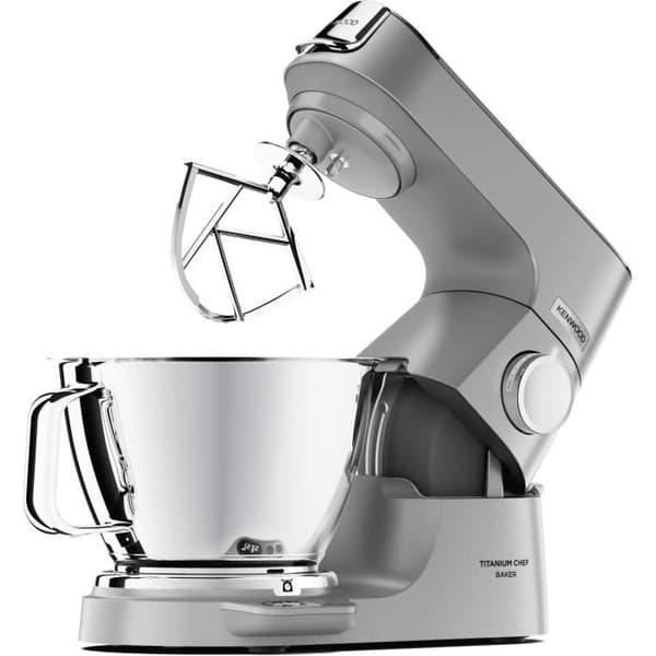 KENWOOD KVC85.124.SI - Titanium Chef Baker bakverksrobot - 2 skålar i rostfritt stål 3,5L och 5L - Integrerad våg 6kg - Blender 1,8L -
