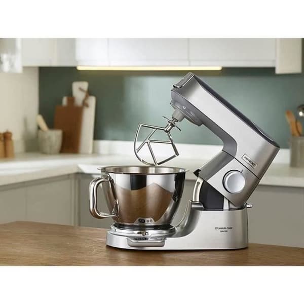 KENWOOD KVC85.124.SI - Titanium Chef Baker bakverksrobot - 2 skålar i rostfritt stål 3,5L och 5L - Integrerad våg 6kg - Blender 1,8L -