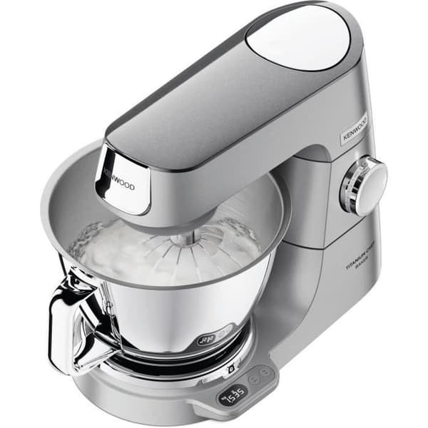 KENWOOD KVC85.124.SI - Titanium Chef Baker bakverksrobot - 2 skålar i rostfritt stål 3,5L och 5L - Integrerad våg 6kg - Blender 1,8L -