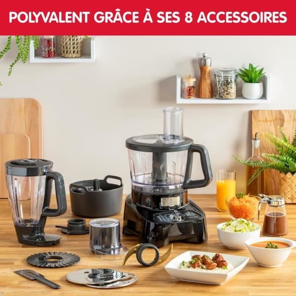 Moulinex DoubleForce 1000 W multifunktionsrobot med blender, 8 tillbehör FP821811