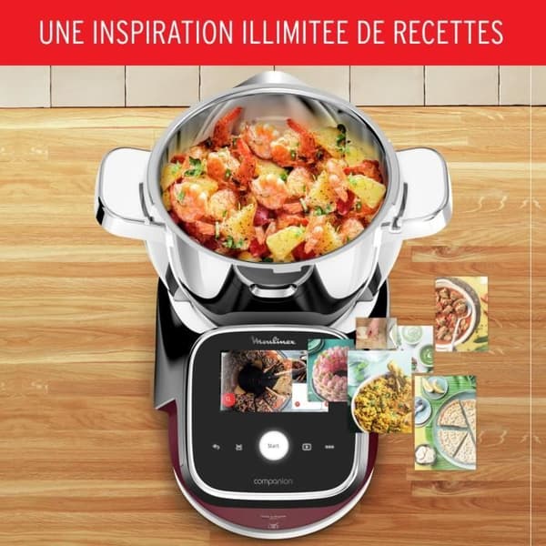 MOULINEX HF93E610 i-Companion Touch Pro Matberedare, Integrerad våg, 17 program, Exklusiv applikation, Obegränsat med recept