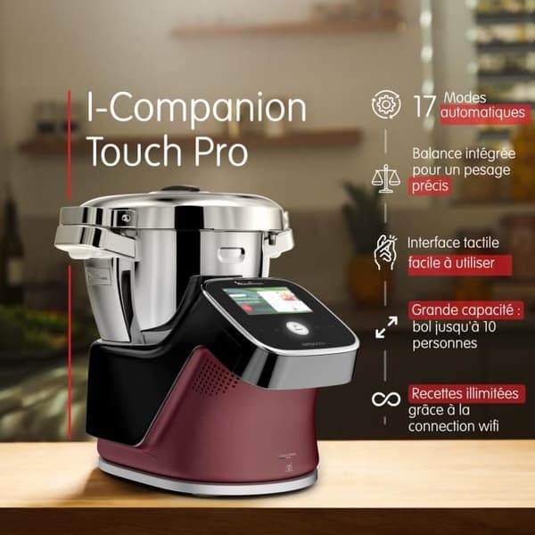 MOULINEX HF93E610 i-Companion Touch Pro Matberedare, Integrerad våg, 17 program, Exklusiv applikation, Obegränsat med recept