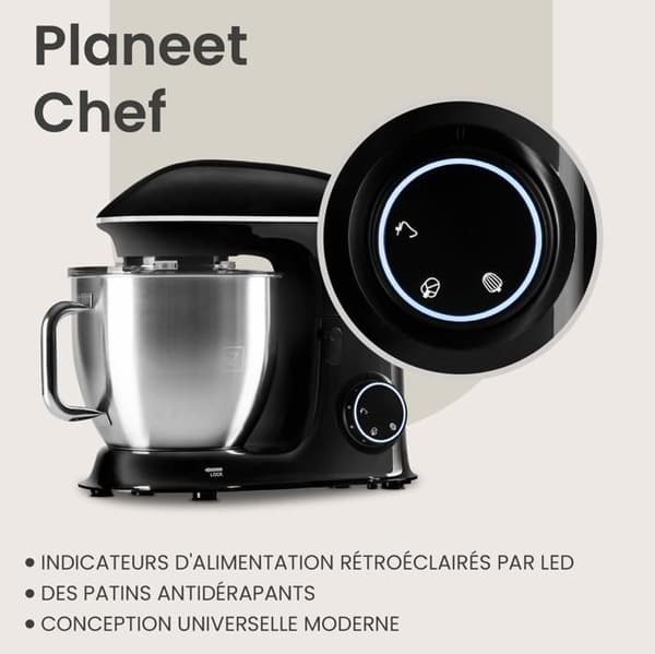 ZEEGMA Planeet Chef konditorirobot - 6,5 L - 2200W - Teflonbelagda tillbehör - 7-stegs hastighetsreglering - Svart