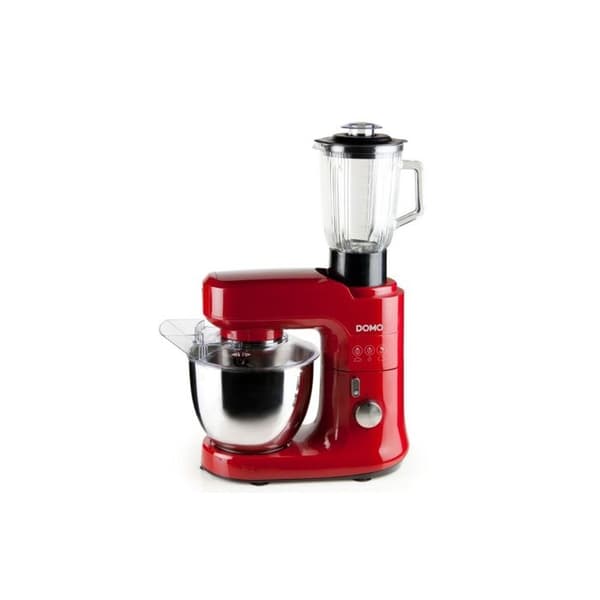 DOMO matberedare - Röd 4,5L - Mixer, grönsaksskärare, visp, krokar och visp