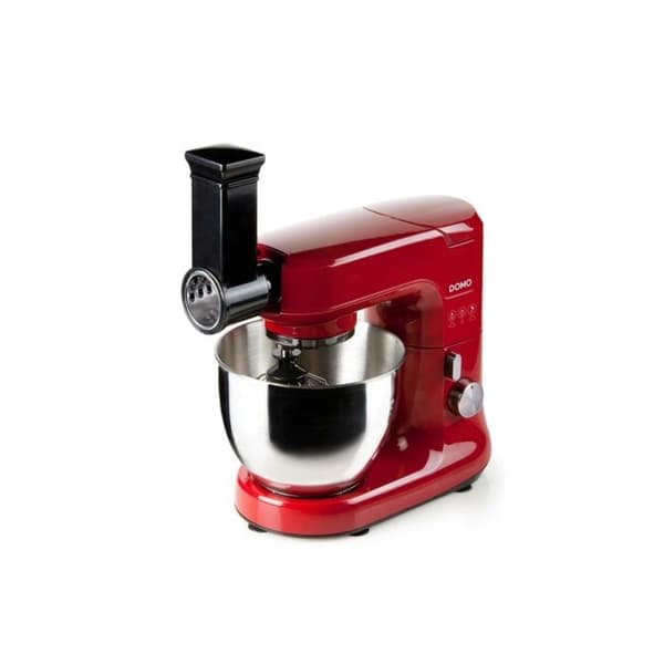 DOMO matberedare - Röd 4,5L - Mixer, grönsaksskärare, visp, krokar och visp