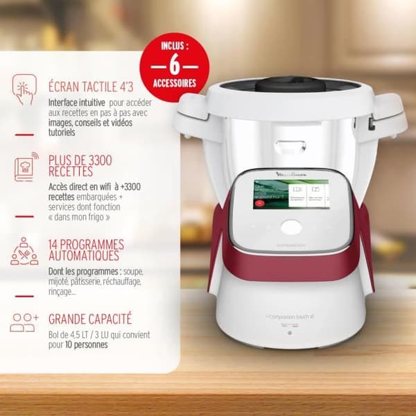 MOULINEX HF934510 Companion Touch XL Multifunktionsspisrobot - Pekskärm - 4,5L - 10 personer - 14 automatiska program