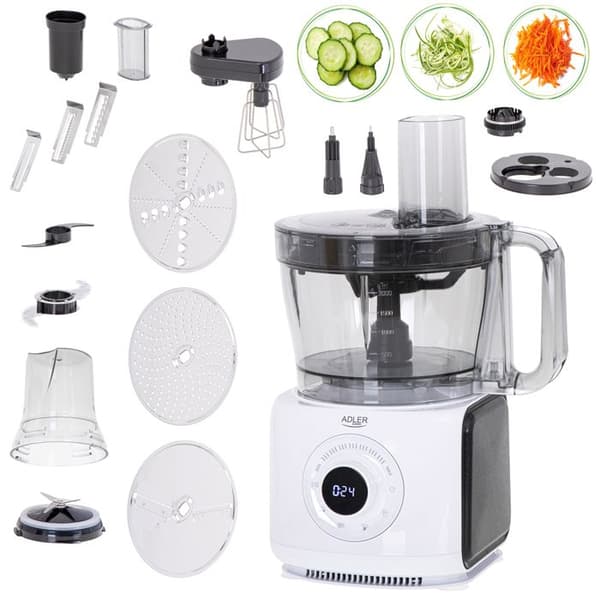 Multifunktionell elektrisk matberedare 12-i-1 Knådare, Mixer, Mincer Adler AD4224 2000W Vit/Svart 03014