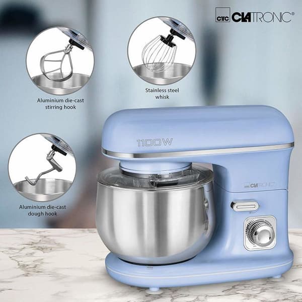 Robot Pâtissier Boulangerie Küks Ménager Multifunktionell Skål 5L Clatronic KM 3711 1100W Blå 263874