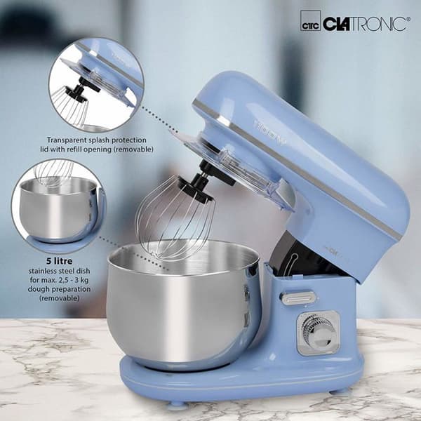 Robot Pâtissier Boulangerie Küks Ménager Multifunktionell Skål 5L Clatronic KM 3711 1100W Blå 263874